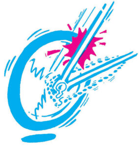 illustration of a bike wheel rubbing against the frame